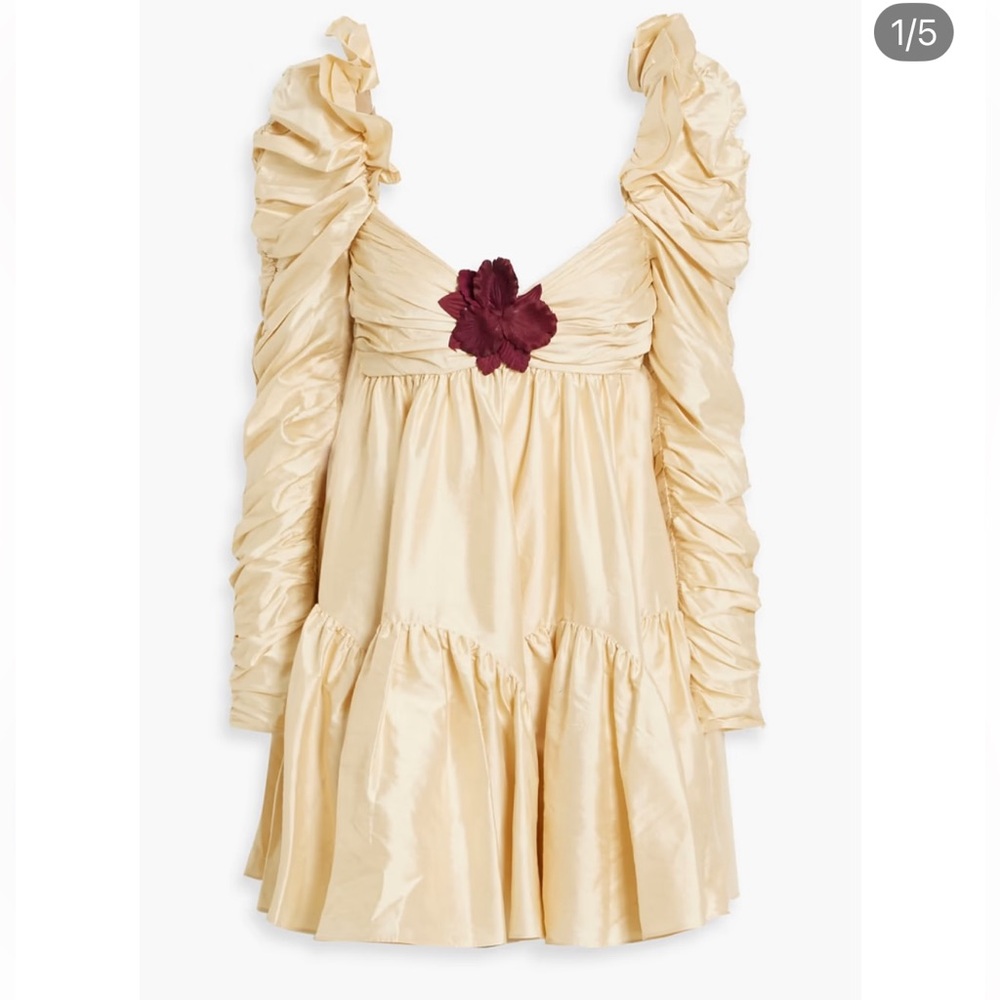 Zimmermann Cream Mini Dress with Burgundy Accent